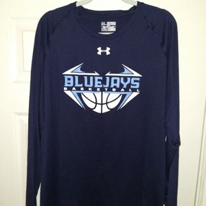 Under Armour Loose 'Blue Jays Basketball' Long Sleeve Tee Shirt Men's sz 2XL.